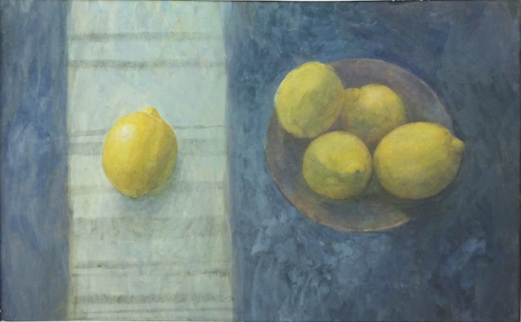 One Lemon in the Light, Watercolour Still Life