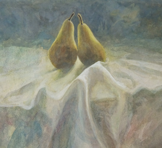 Two Pears, Watercolour Still Life